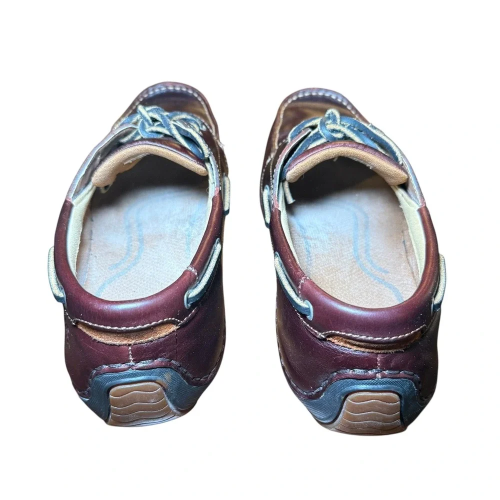 Timberland Annapolis 2-Eye Moc Toe rootbeer Burgundy Leather‎ Boat Shoes Sz 9.5